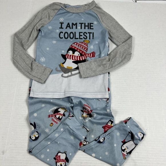 Pajama Bundle 4T Carter's & Cuddl Duds 2 Piece Sets (3 Sets) Christmas Dinosaur - Picture 2 of 16